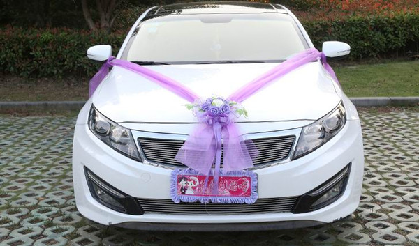 Wedding Car Flower Design Decoration Kit Wedding Car Decoration Kit Large Bows Rose Korean artificial flower Wedding Car Decoration Kit