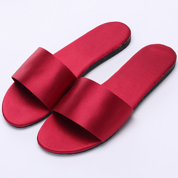 Women's home satin silk silk flip-flops indoor non-slip wedding slippers other wedding supplies shoes