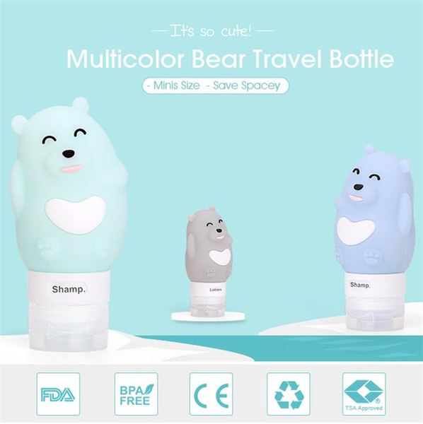 Cute Little Bear Design 80ML Silica Gel Bottles Liquid Cosmetics Travel Packaging Seal Up Colorful Bottling