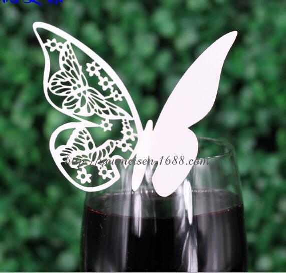 Party Decoration Wine glass card Butterfly Laser Holow Other Festive Party Supplies Wedding Restaurant Bar Party Cards