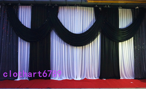 backdrop with swags party background valance wedding backcloth stage curtain 3*6m (10ft*20ft) funeral backdrop with Sequins