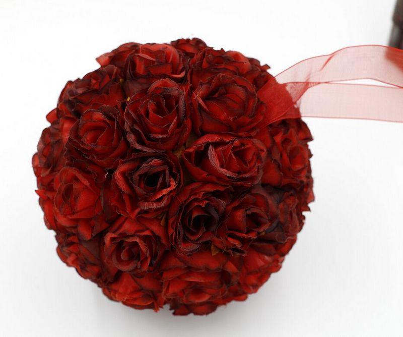 HOT ! 10pcs 5inch Red Rose Flower Kissing Ball Wedding Flowers Decoration