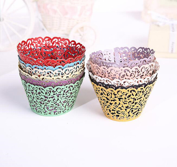 50pcs/lot Cupcake Wrappers Cake Tools Art Paper Filigree Vine Lace Cup Wrap Liners Wedding Party Decor