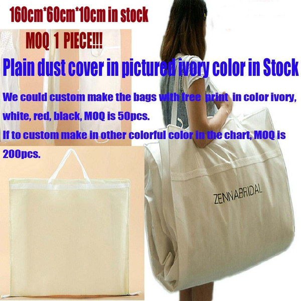 New Arrival Big Ivory Bridal Wedding Gowns Garment Dust Cover Bags Quality Nonwoven Fabric 160CM*60*10cm with Logo Print Service if big qty