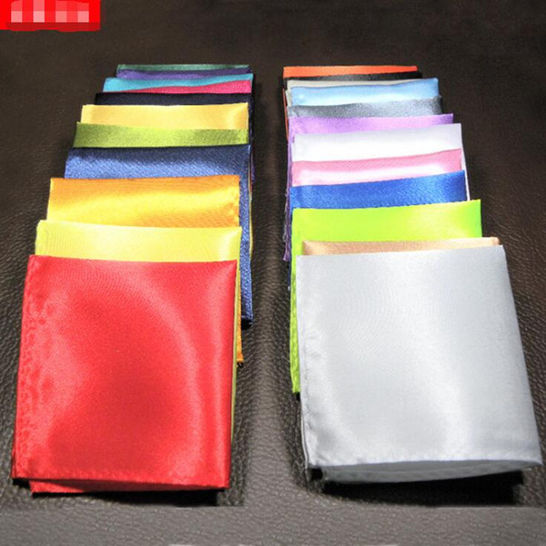 Men's Silk Satin Pocket Hanky Plain Solid Color Wedding Party Square Hankerchiefs Wedding Favors cheap Event Supplies