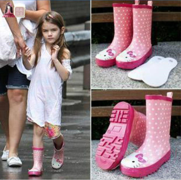 Wedding favors PVC Rain Boot For Kids With Hello Kitty Clear Flats Heels Water Kids Shoes Rainboot Martin Rain Boots Girls Waterproof Boot