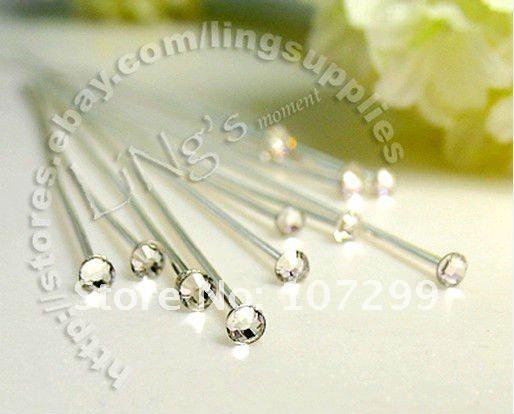 Free Shipping Wholesale 100pcs Clear Swarovski Rhinestone Wedding Bouquets Bridal Stem Jewelry