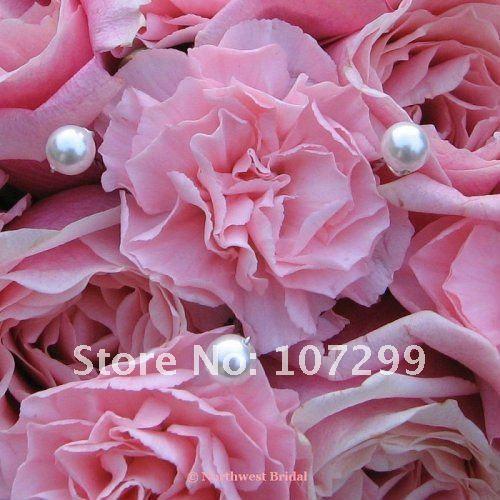 FREE SHIPPING wholesale 50pcs Pearls White Rhinestone Wedding Bouquets Bridal Stem Jewelry