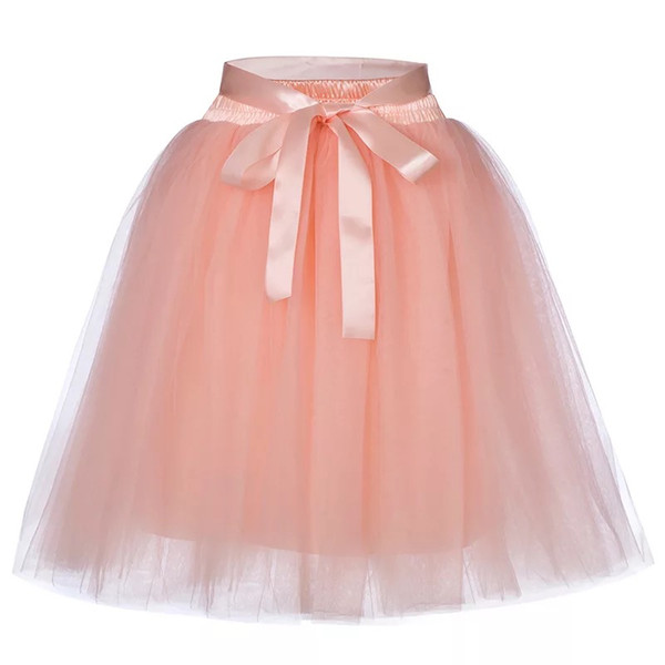 Custom-Made 7 Layers Midi Tulle Skirt Bridesmaid Dresses Princess Prom Dresses Tutu Skirts Wedding Party Dresses Evening Wear TU0008