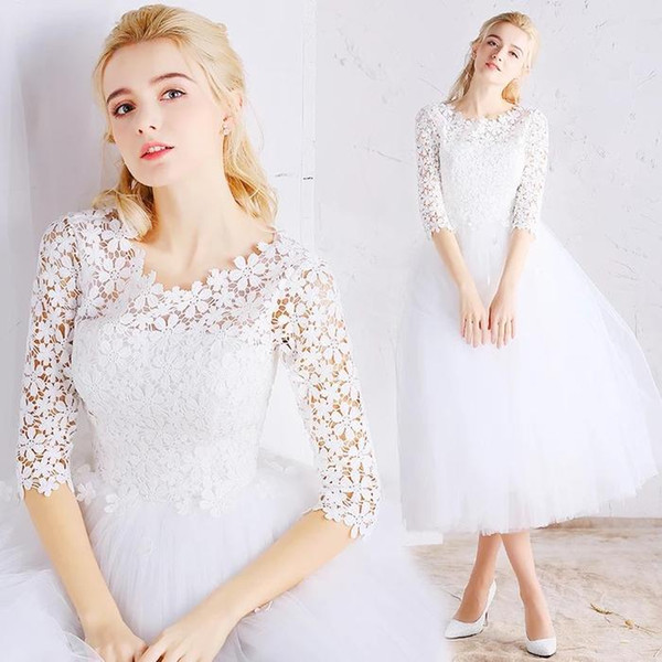 Dress spring new party ladies small fresh sleeves popular white lace dress summer dress Party Dresses