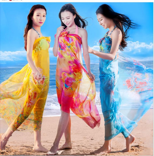 Fashion Women Chiffon Soft Soft Scarves Long Wrap Ladies Printed Sunscreen Beach Towel Shawl Scarf Femme