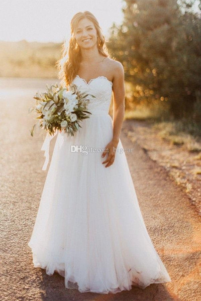 Sleeveless Boho Country Spring Summer Wedding Dress