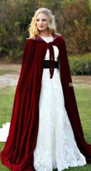 Warm Comfortable Wine Red Bride's Wedding Gown Cape Velvet Cape Velvet Hat