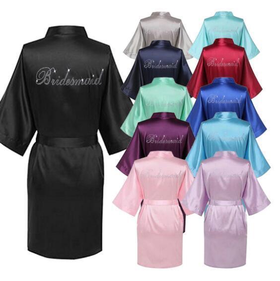 Bride Robe Women Satin Silk Robes Long-Sleeved Elastic Wedding Robe Maid Of Honor Dressing Gown Sleepwear