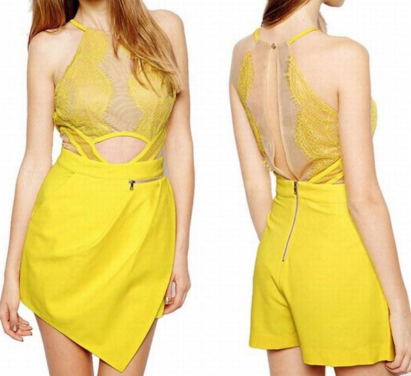 New Yellow Women Short Charming Occasions Sexy Dress Prom Dresses Party Dress