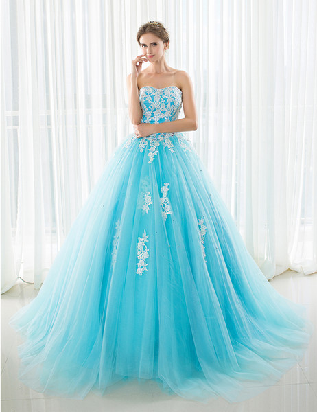 vestido de formatura longo2017 new sexy sweet heart fluffy chiffon turquoise prom dresses stock cheap formal evening gowns dresses