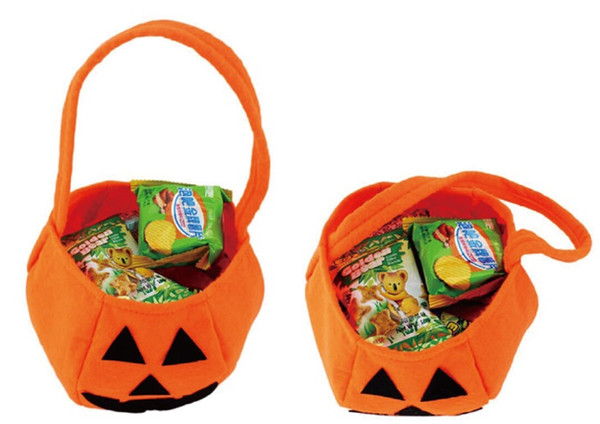 2018 New Trick or Treat Fashion Hot Halloween Smile Pumpkin Bag Kids Candy Bag For Children Handhold bag Festival Party Supplies CPA929