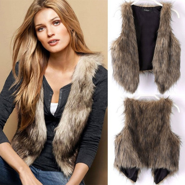 Fashion faux fur vest fur vest Other wedding dresses Women's collarless jacket