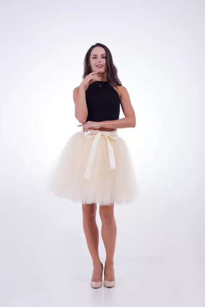 Custom-Made 7 Layers Mini Tulle Skirt Bridesmaids Dresses Princess Prom Dresses Tutu Skirts Wedding Party Dresses Evening Wear TU0007