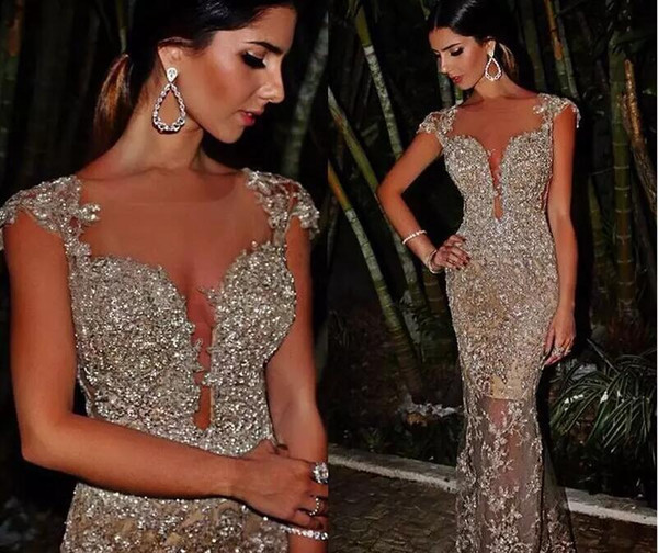 New Coming Sweetheart Mermaid Shining Beading Appliques Beautiful Floor Lenght Sash Champagne Evening Dresses Prom derss Sexy